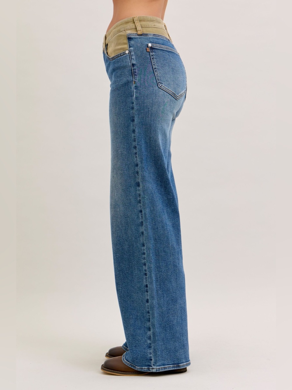 Judy Blue MR Column Straight Jeans with Corduroy Waist - Picture 3 of 11